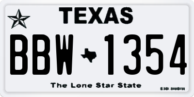 TX license plate BBW1354