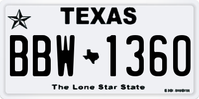 TX license plate BBW1360