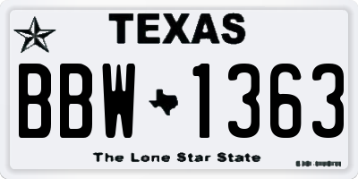 TX license plate BBW1363