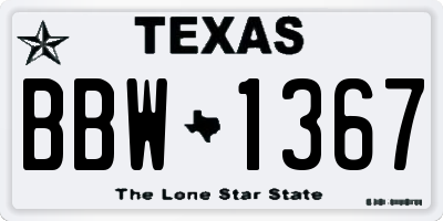 TX license plate BBW1367