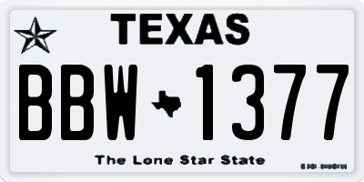 TX license plate BBW1377