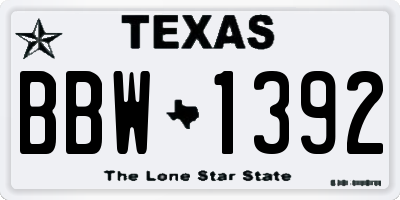 TX license plate BBW1392