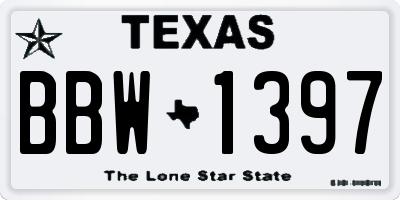 TX license plate BBW1397