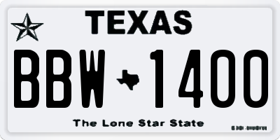 TX license plate BBW1400