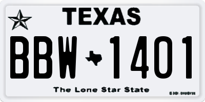 TX license plate BBW1401