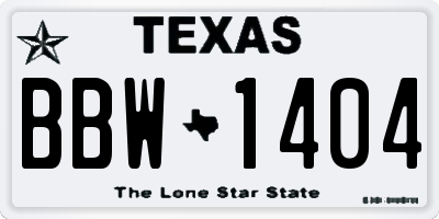 TX license plate BBW1404