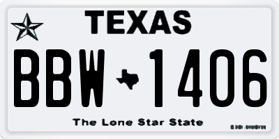 TX license plate BBW1406