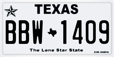 TX license plate BBW1409