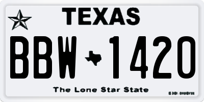TX license plate BBW1420