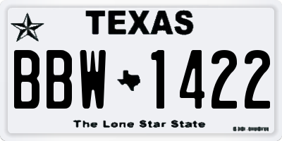 TX license plate BBW1422