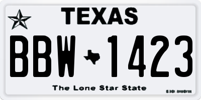 TX license plate BBW1423