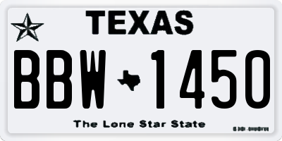 TX license plate BBW1450
