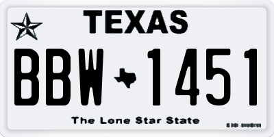 TX license plate BBW1451