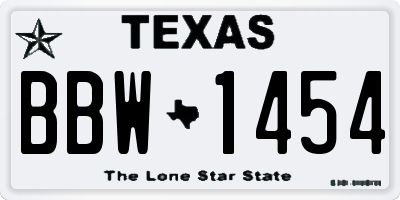 TX license plate BBW1454