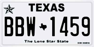 TX license plate BBW1459