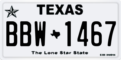 TX license plate BBW1467