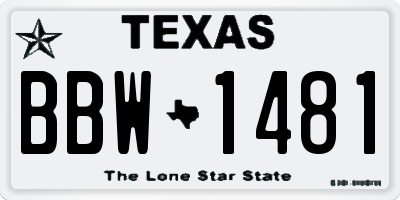 TX license plate BBW1481