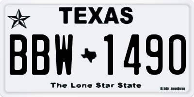 TX license plate BBW1490