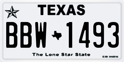 TX license plate BBW1493