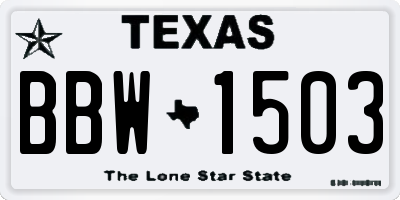 TX license plate BBW1503