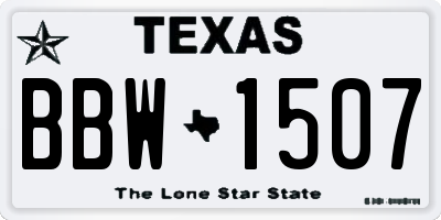 TX license plate BBW1507