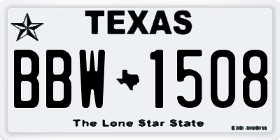 TX license plate BBW1508