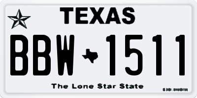 TX license plate BBW1511