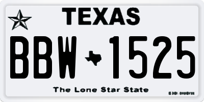 TX license plate BBW1525
