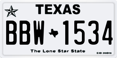 TX license plate BBW1534