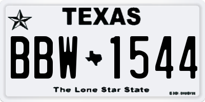 TX license plate BBW1544