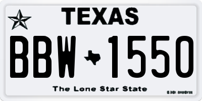 TX license plate BBW1550