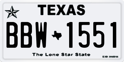 TX license plate BBW1551