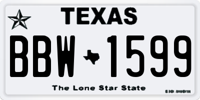 TX license plate BBW1599