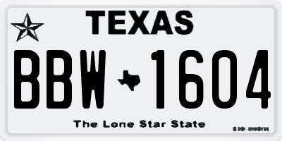TX license plate BBW1604