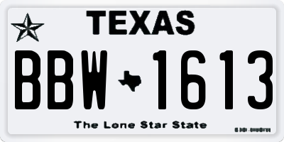 TX license plate BBW1613