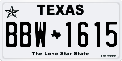 TX license plate BBW1615