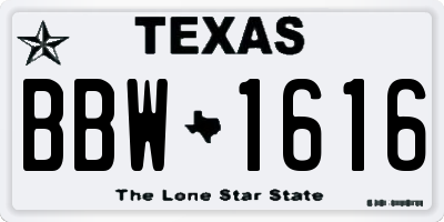 TX license plate BBW1616