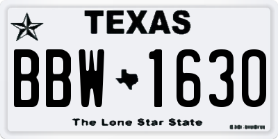TX license plate BBW1630