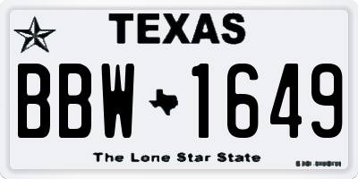 TX license plate BBW1649