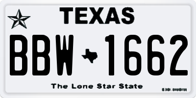 TX license plate BBW1662