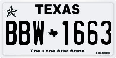TX license plate BBW1663