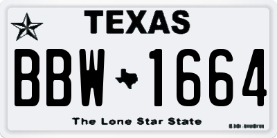 TX license plate BBW1664