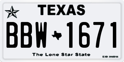 TX license plate BBW1671
