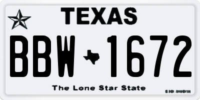 TX license plate BBW1672