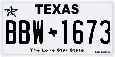 TX license plate BBW1673