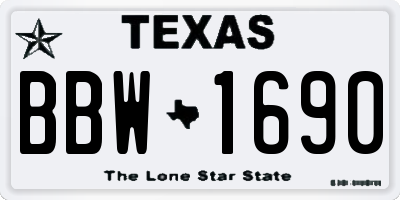 TX license plate BBW1690