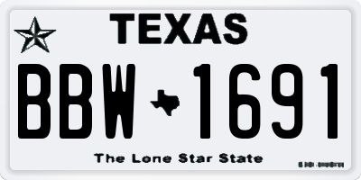 TX license plate BBW1691