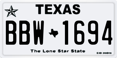 TX license plate BBW1694