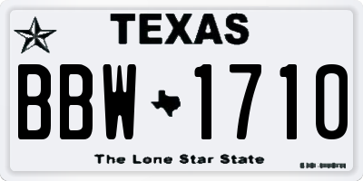 TX license plate BBW1710