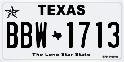 TX license plate BBW1713